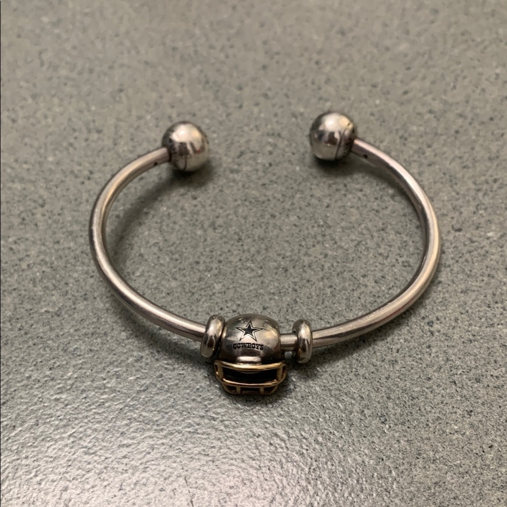 Pandora Silver Cuff Bracelet with Dallas Cowboys charm